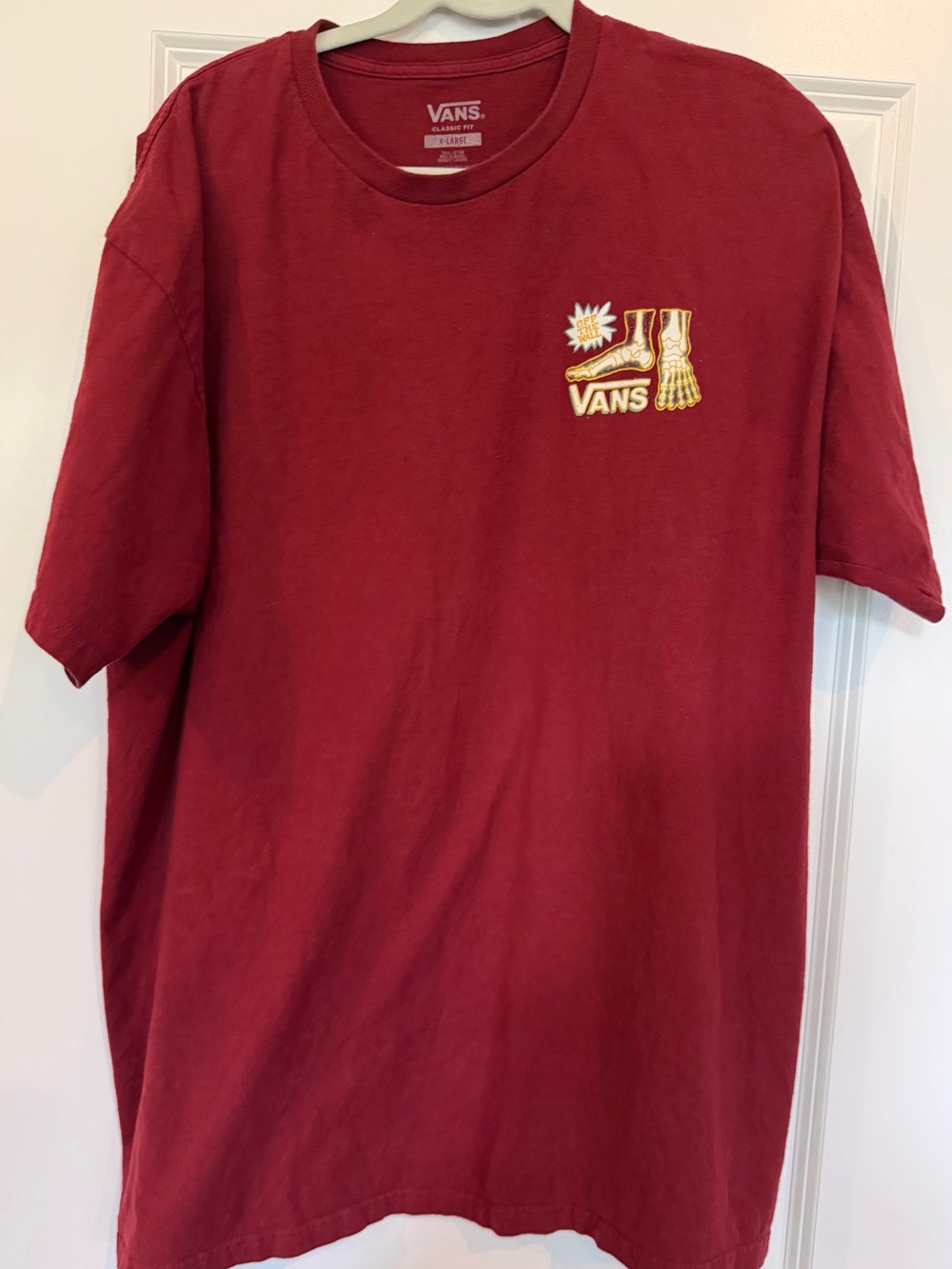 Vans Maroon Short Sleeve Tee with Gold Graphic